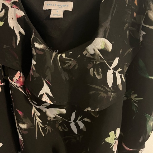 Floral Black Romper with Ruffle Straps - Picture 2 of 4